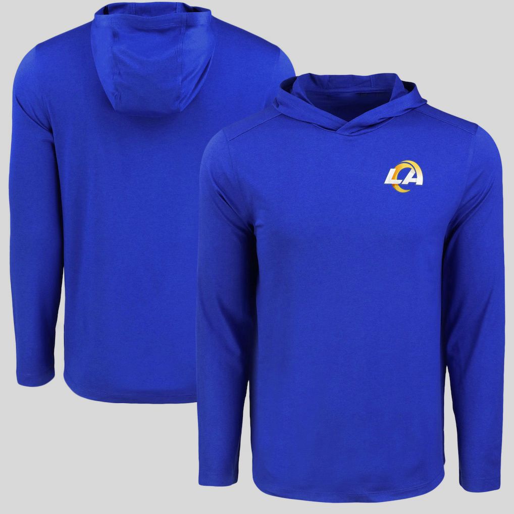 Men 2026 NFL Los Angeles Rams Hooded long sleeved T-shirt blue 06->nfl t-shirts->Sports Accessory